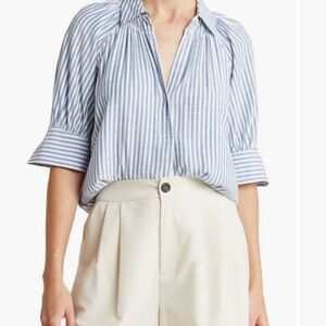 Stripe Short Sleeve Blouse